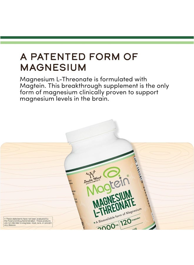 Magnesium L Threonate, Magtein, Sleep and Cognitive Support – High Absorption – Most Bioavailable Form of Magnesium – 2,000 mg – 120 Capsules - Image 5